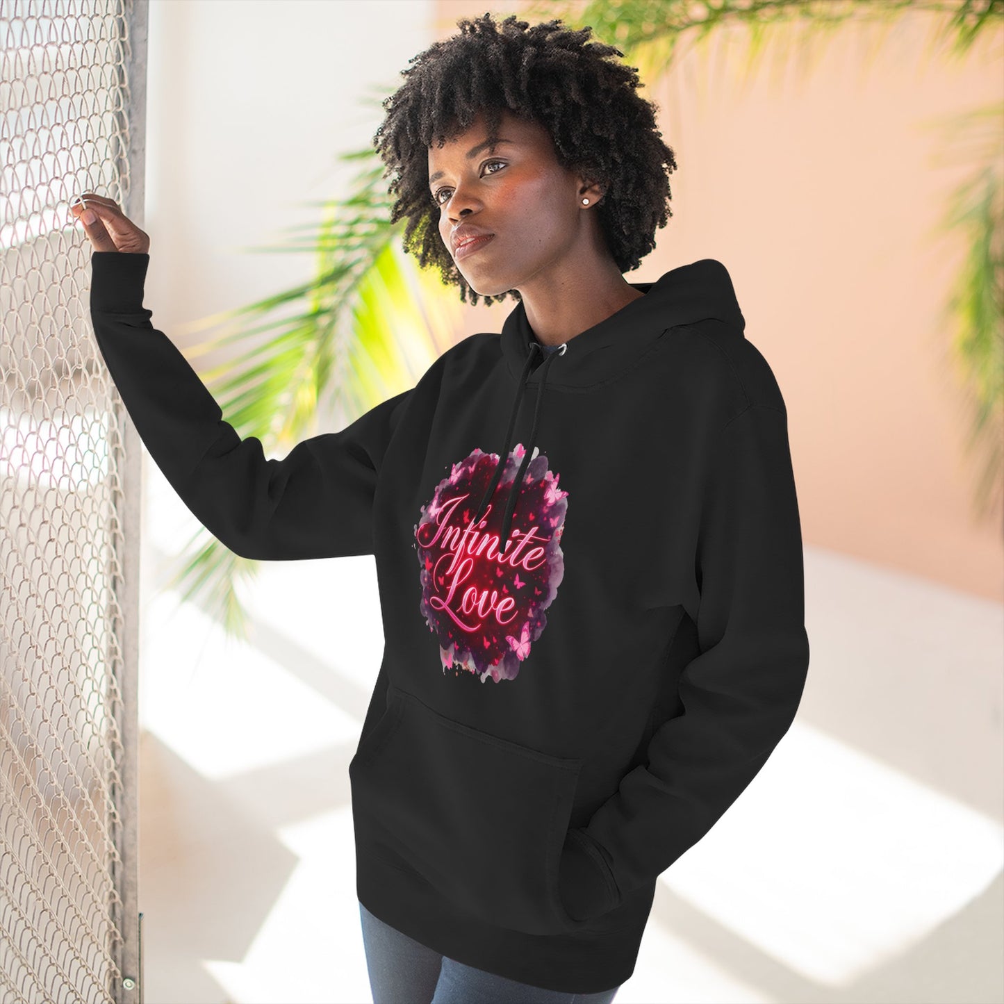 Sweat à capuche polaire - Motif amour infini
