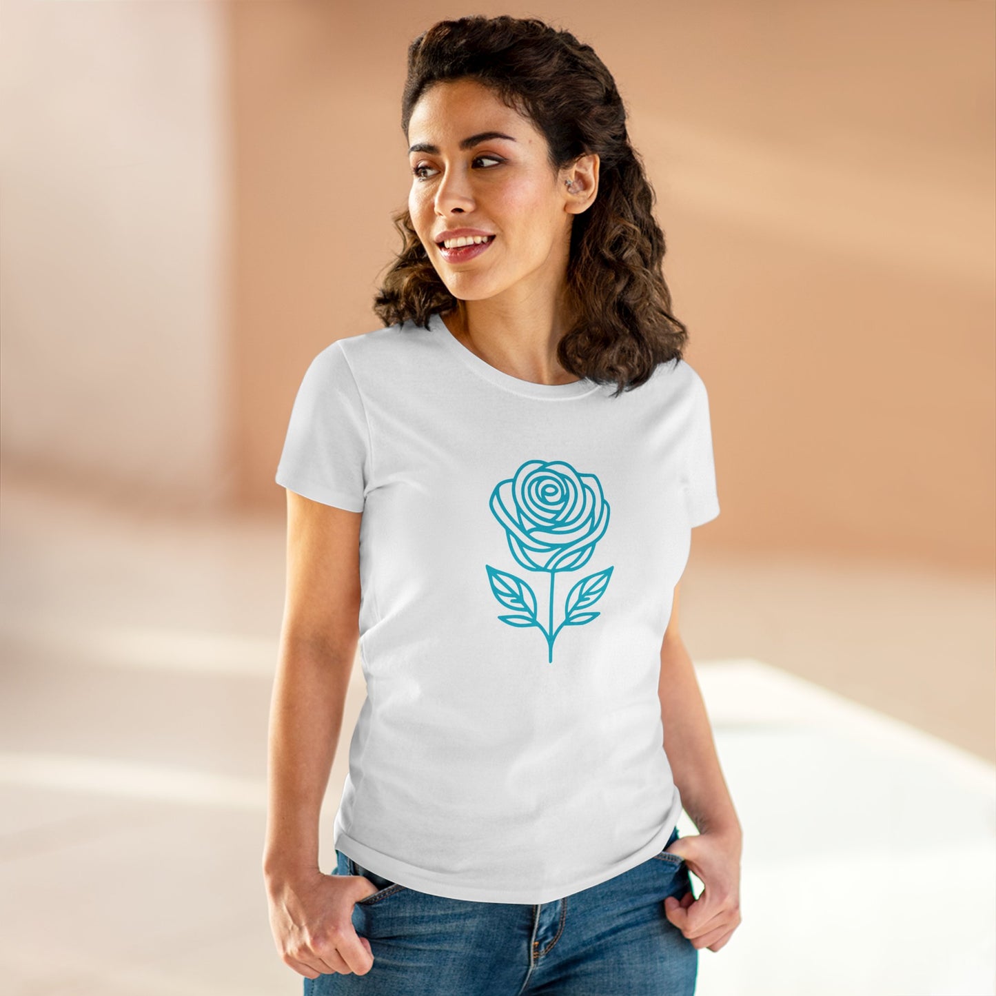 T-Shirt - Beautiful turquoise rose pattern
