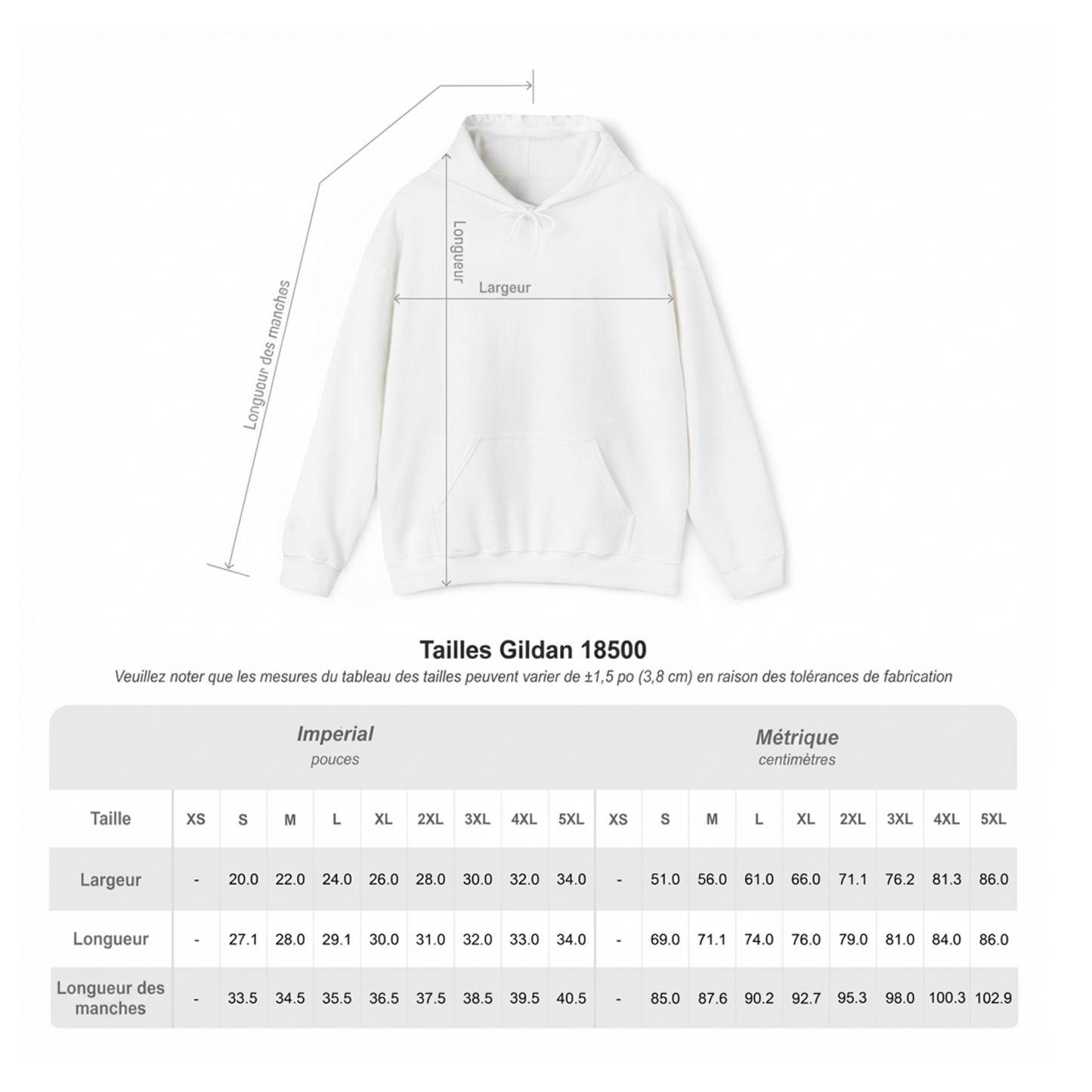 hoodie size chart