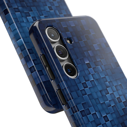 Coque de téléphone - Motif pixel bleu profond