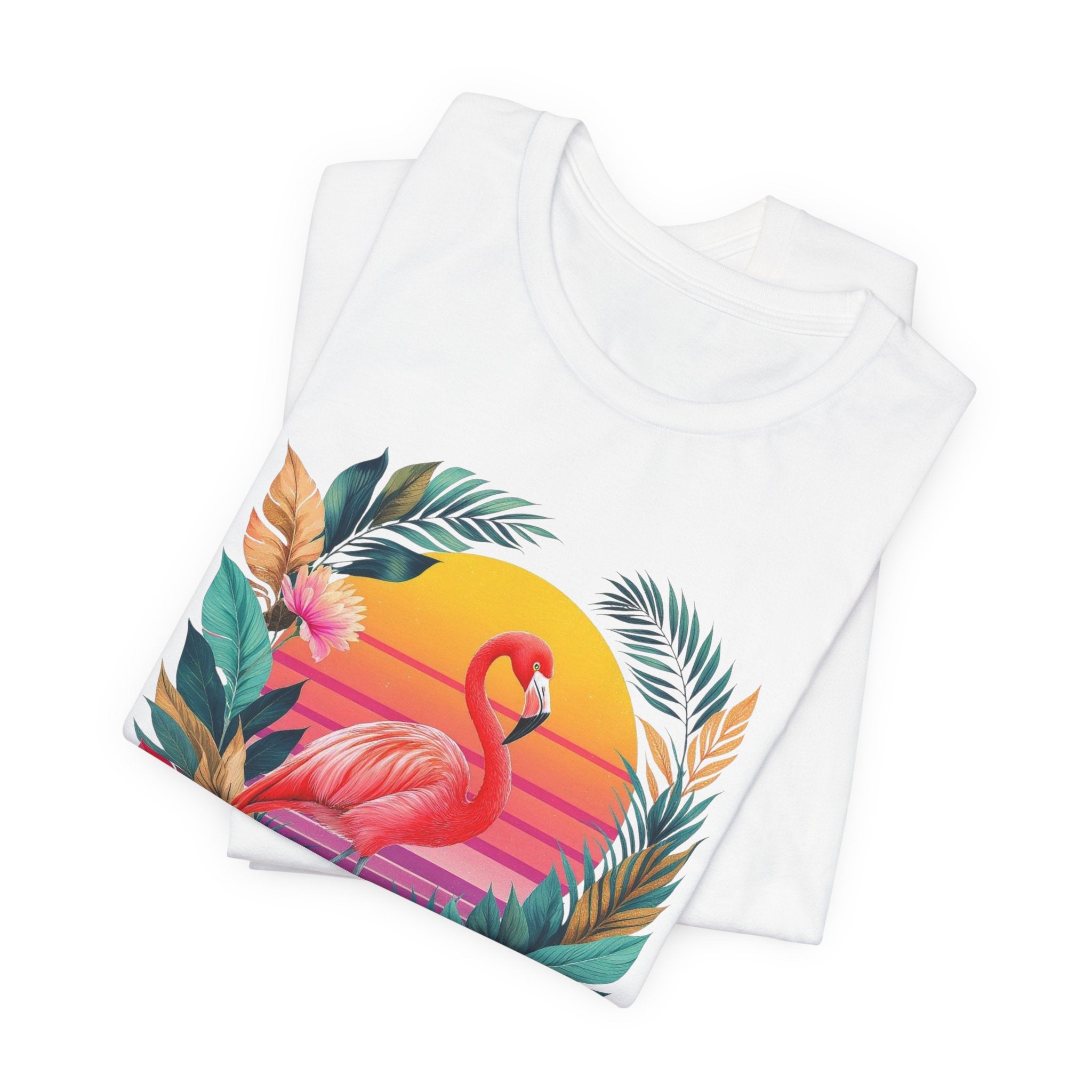 T-shirt Flamant Rose Tropical – Coucher de Soleil Vintage