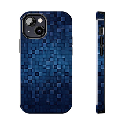 Coque de téléphone - Motif pixel bleu profond