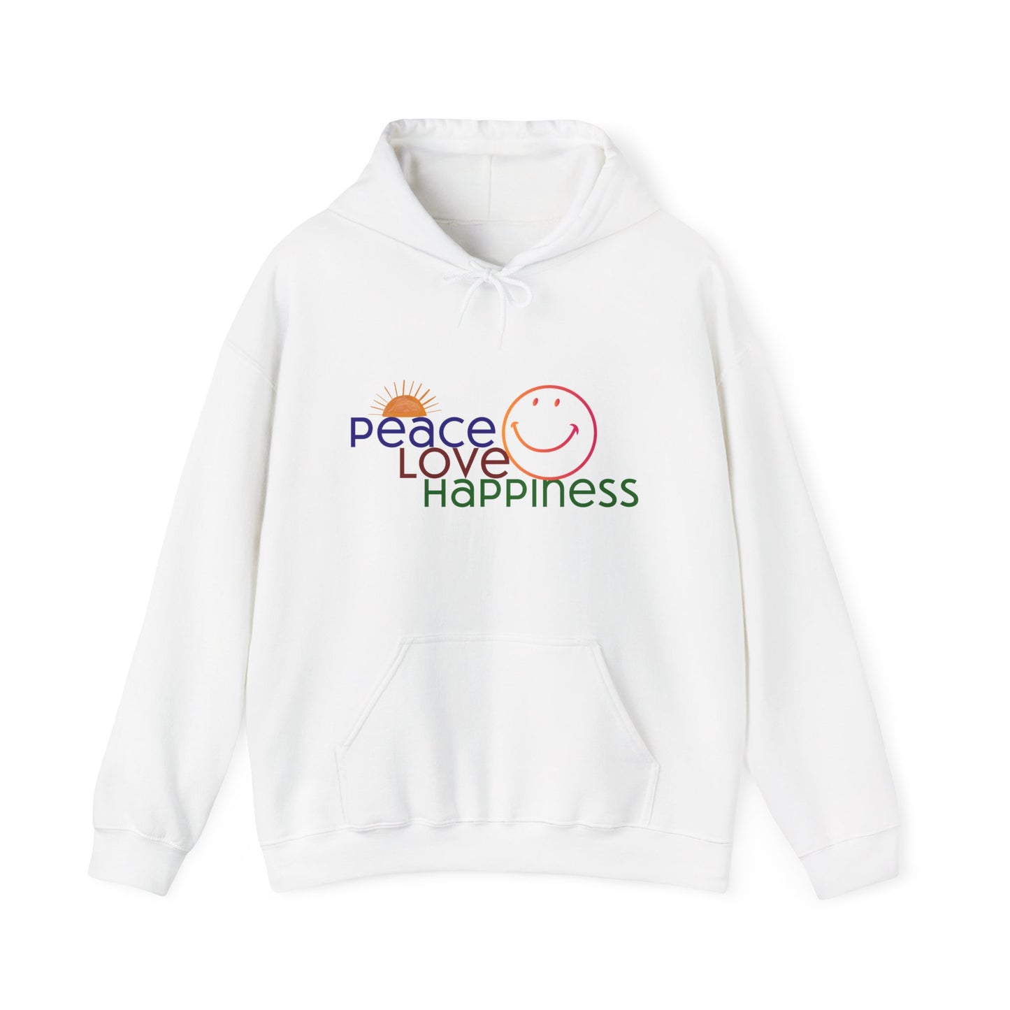 Sweat à capuche - Motif Paix Amour Bonheur