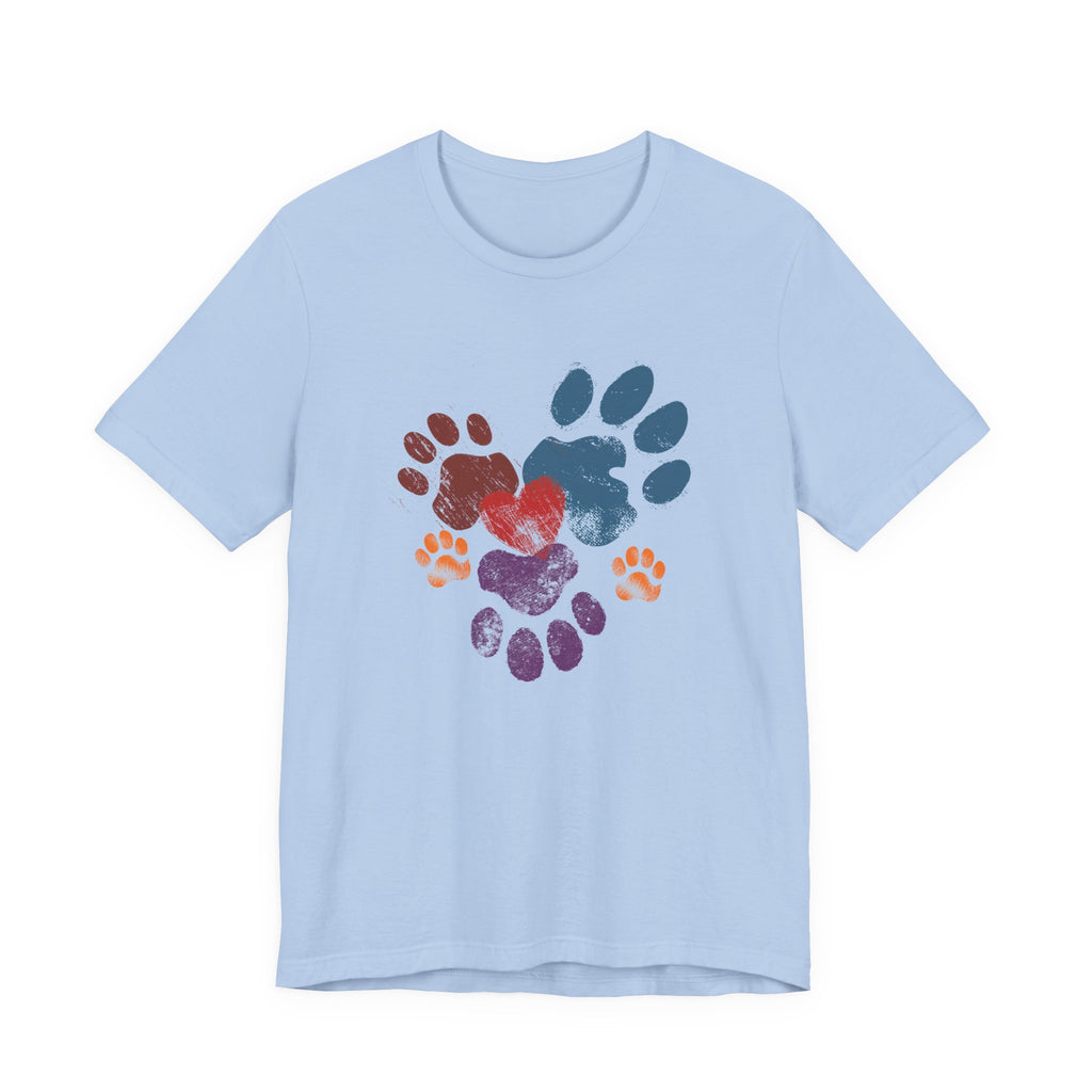 Animal Lover T-Shirt — Dog & Cat Paw Print Hearts | Trendy Unisex Tee