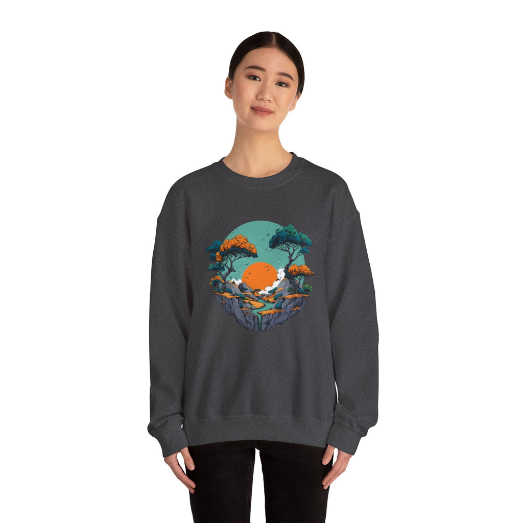 Colorful landscape print sweatshirt