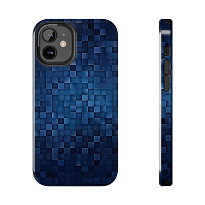 Coque de téléphone - Motif pixel bleu profond