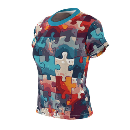 T-shirt femme - Motif pièces de puzzle colorées