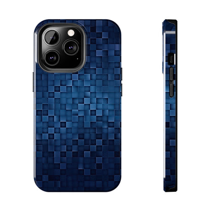 Coque de téléphone - Motif pixel bleu profond