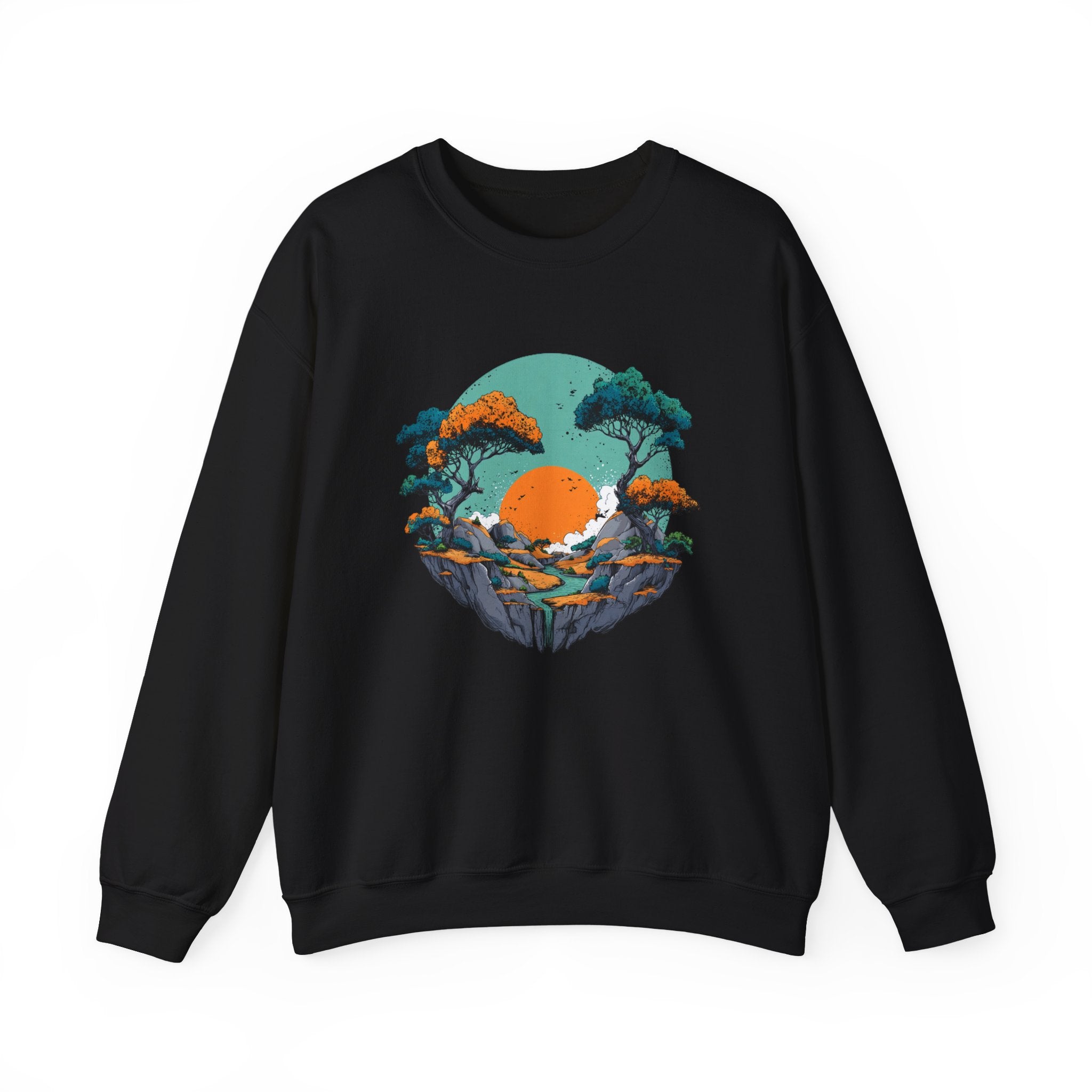 Colorful landscape print sweatshirt