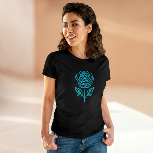 T-Shirt-Magnifique motif de rose turquoise