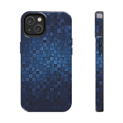 Coque de téléphone - Motif pixel bleu profond