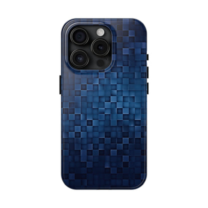Coque de téléphone - Motif pixel bleu profond