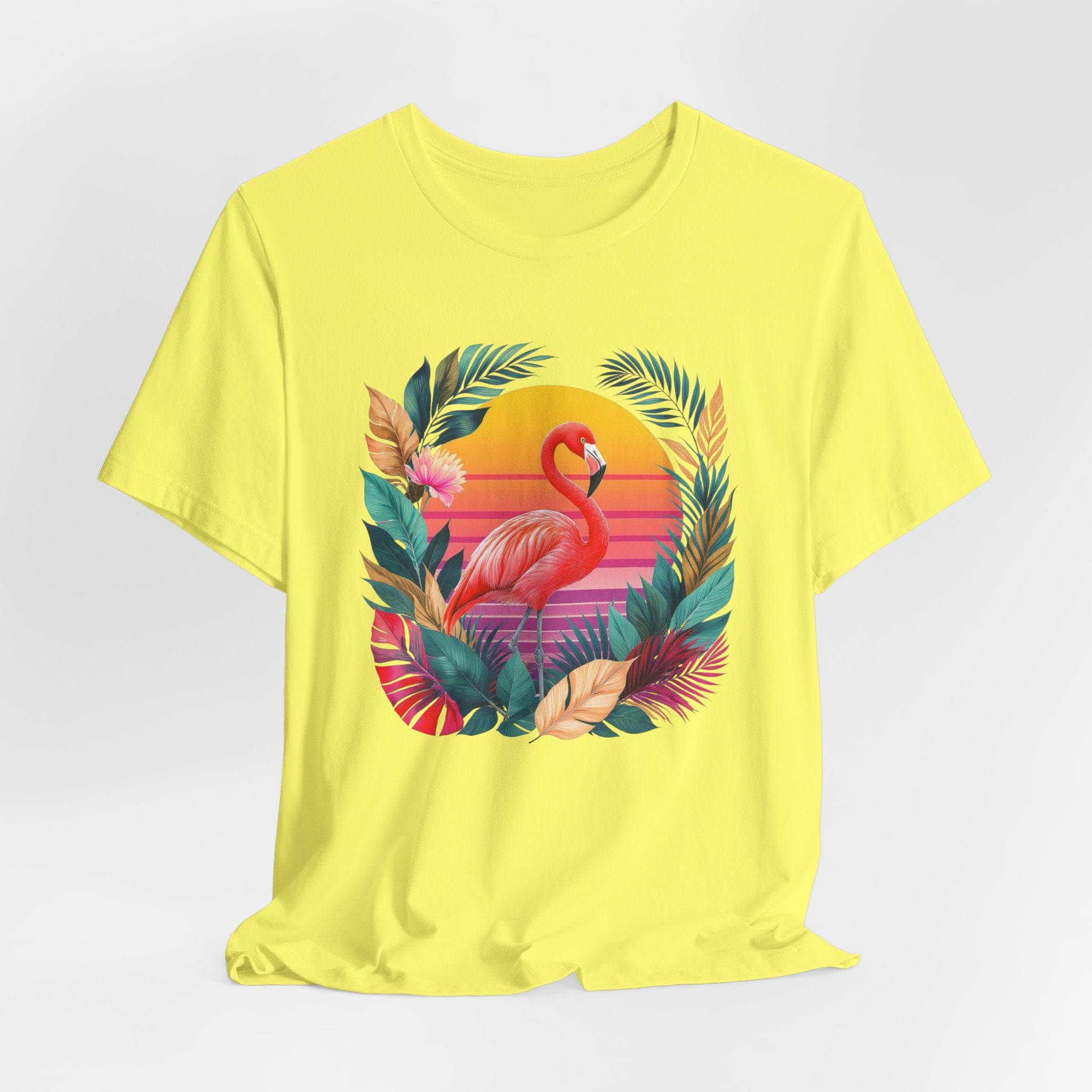 T-shirt Flamant Rose Tropical – Coucher de Soleil Vintage