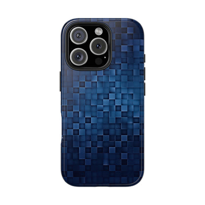 Coque de téléphone - Motif pixel bleu profond