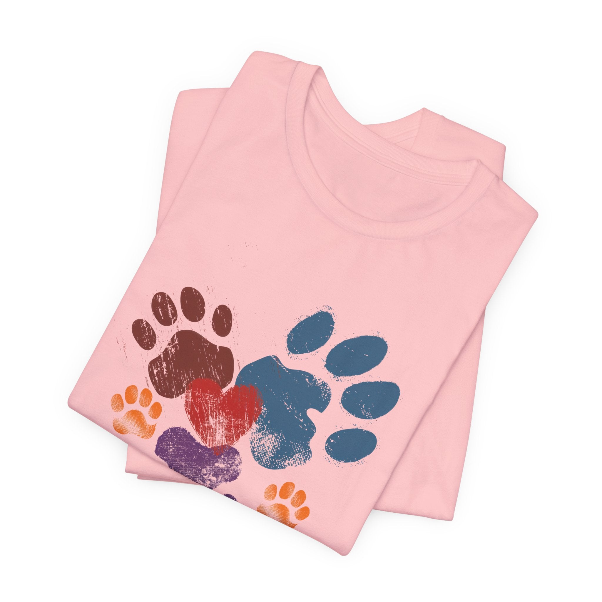 Animal Lover T-Shirt — Dog & Cat Paw Print Hearts | Trendy Unisex Tee