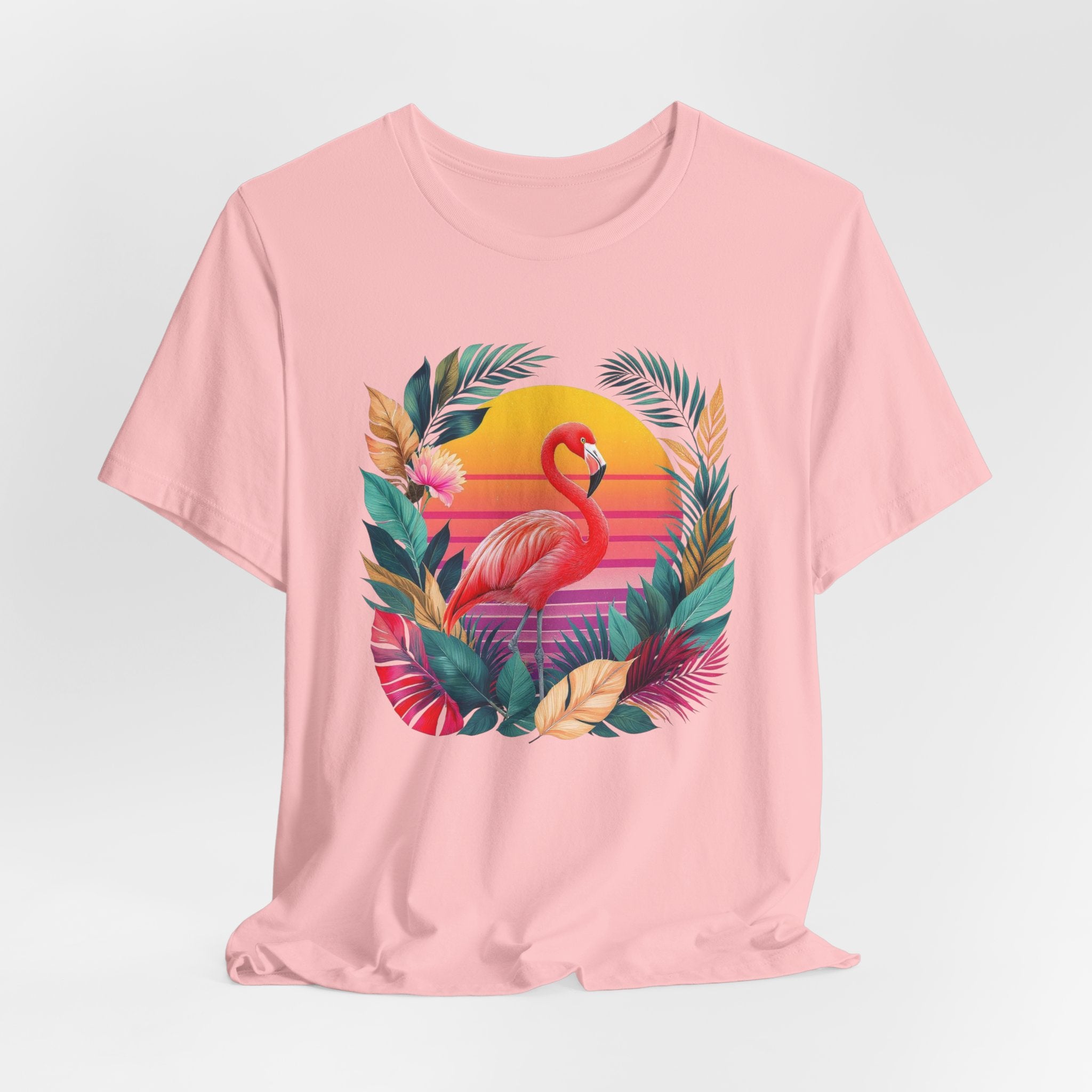 T-shirt Flamant Rose Tropical – Coucher de Soleil Vintage