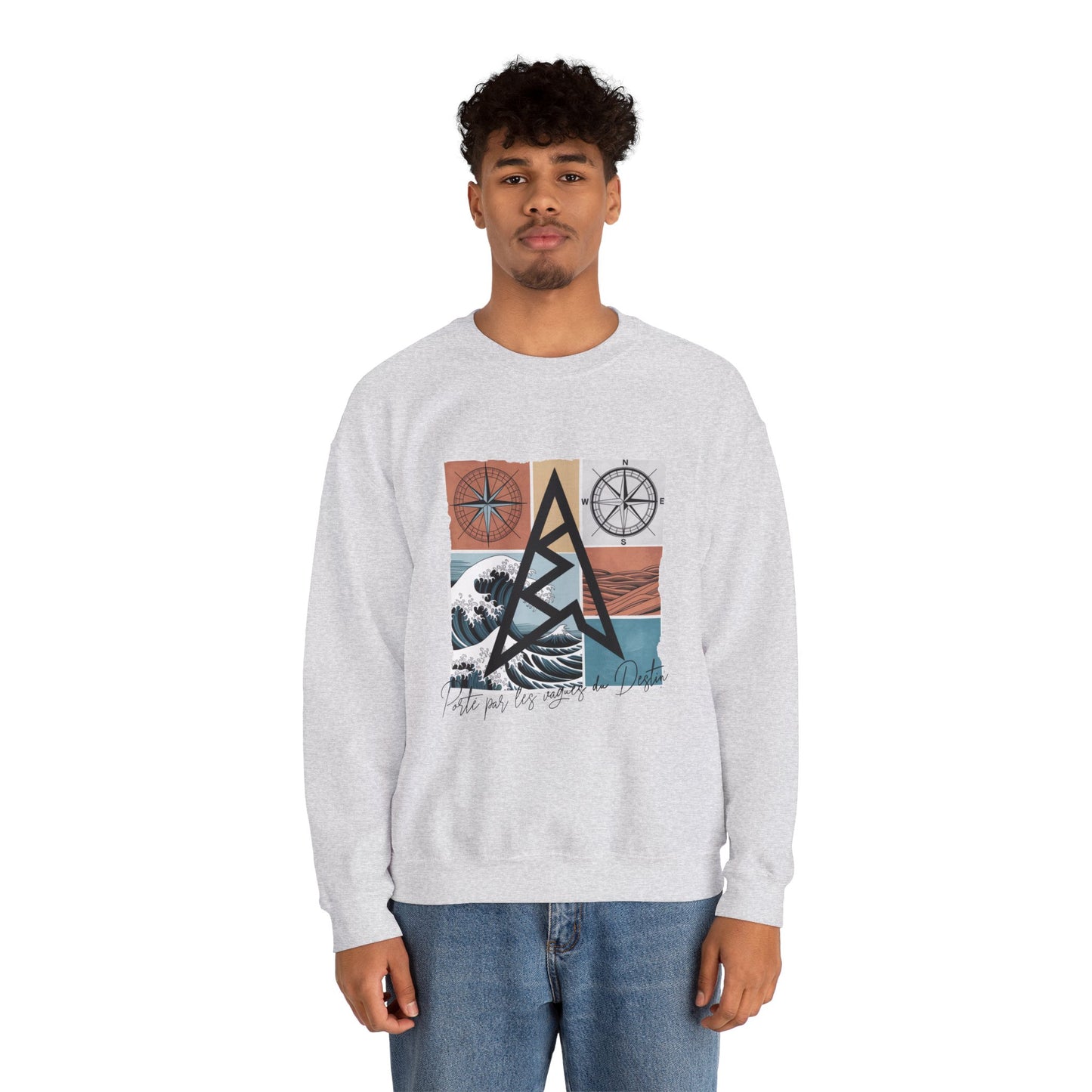 Sweat-shirt Aventure - Motif Boussole et Montagne