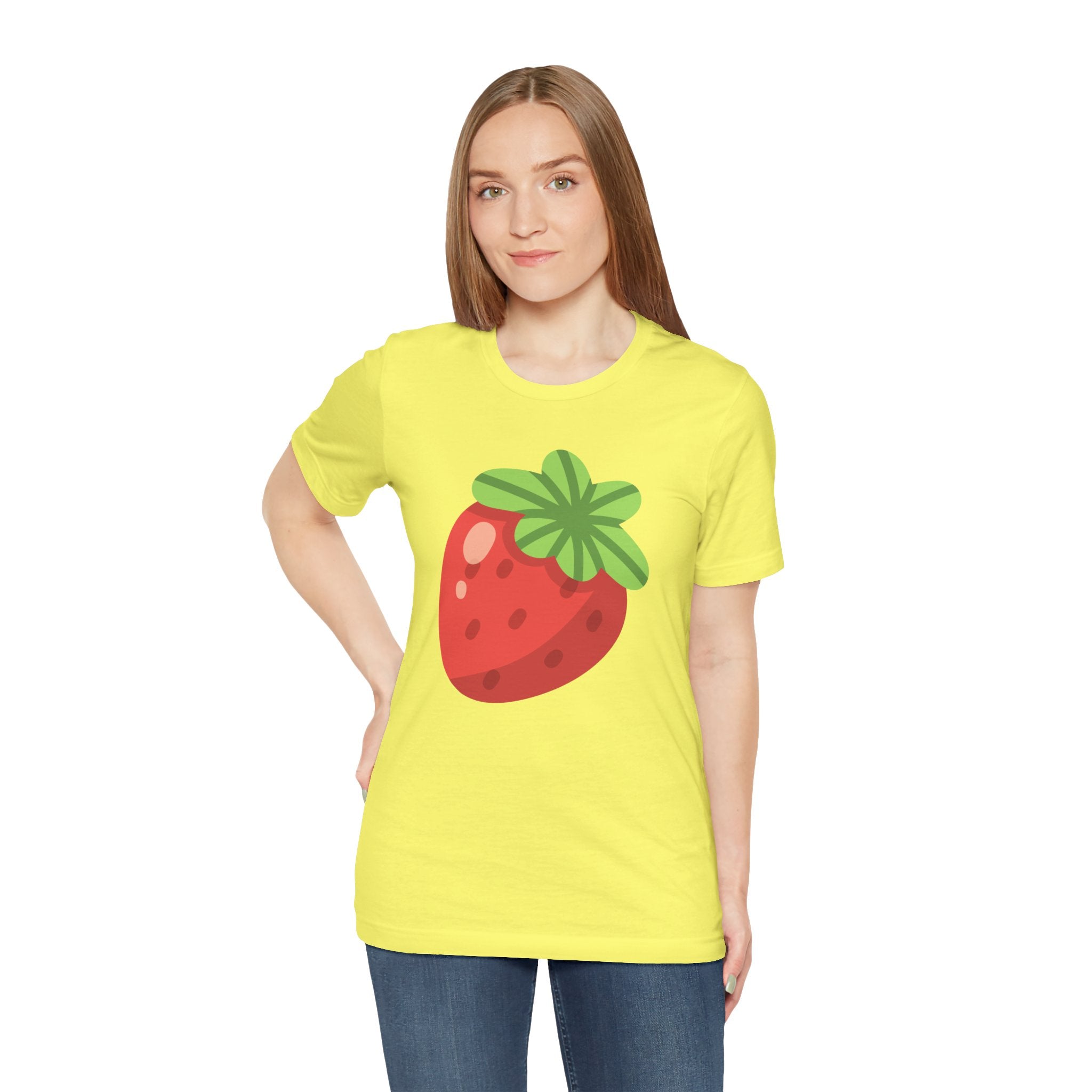 Stylized Strawberry T-shirt – Retro Fruity Design