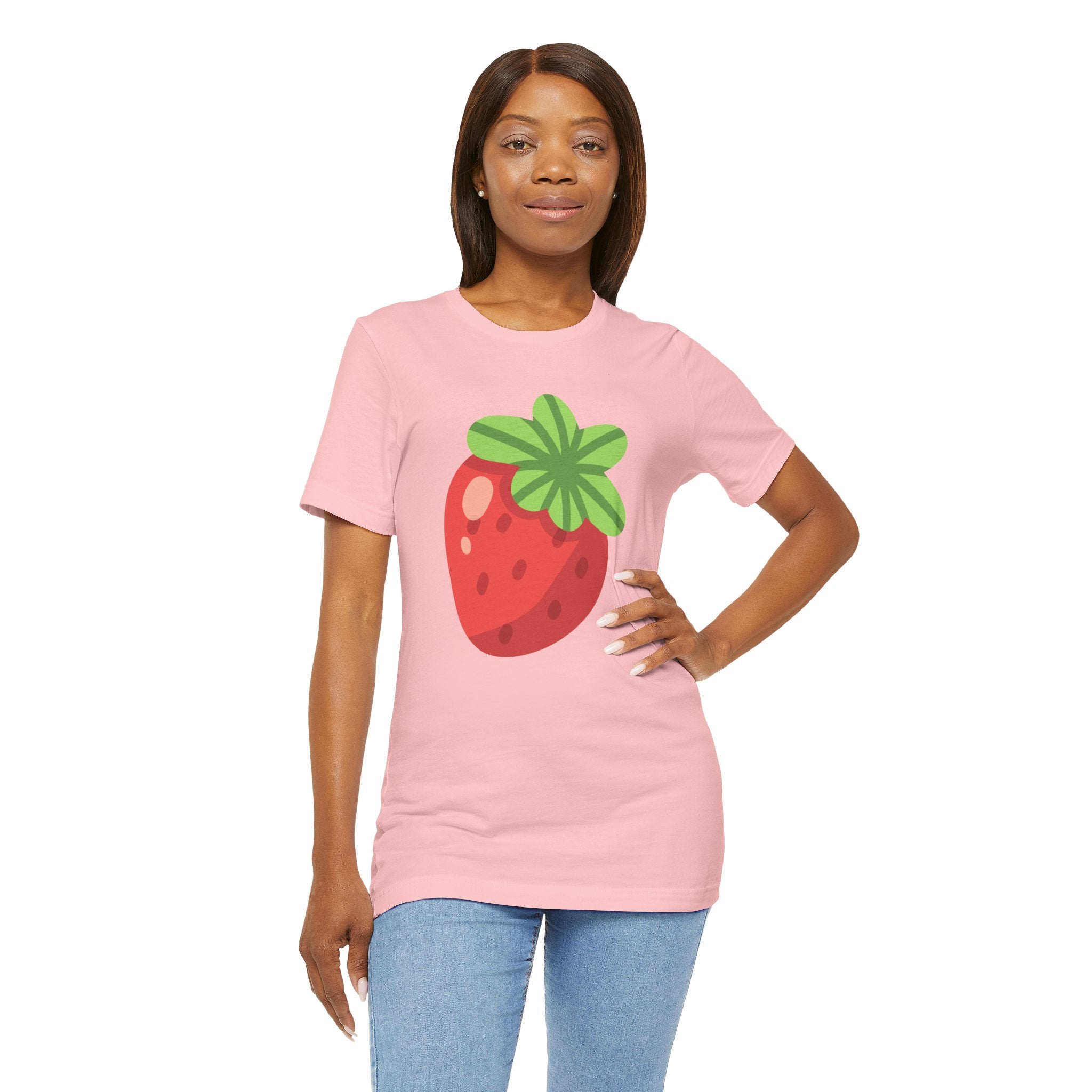 Stylized Strawberry T-shirt – Retro Fruity Design