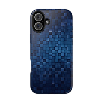 Coque de téléphone - Motif pixel bleu profond