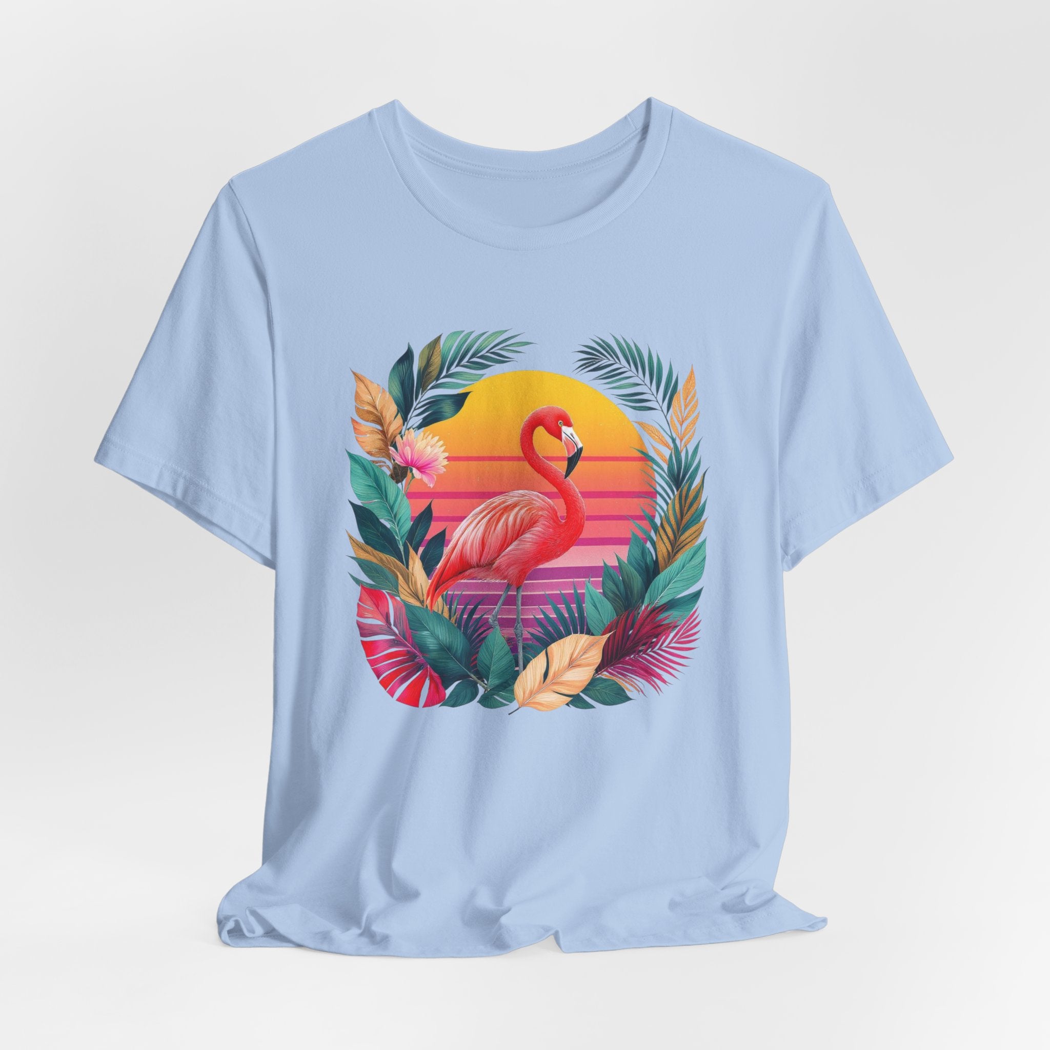 T-shirt Flamant Rose Tropical – Coucher de Soleil Vintage