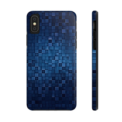 Coque de téléphone - Motif pixel bleu profond