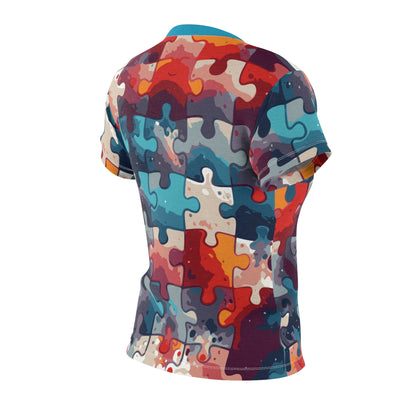 T-shirt femme - Motif pièces de puzzle colorées