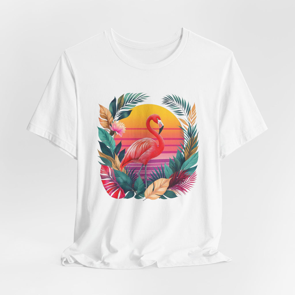 T-shirt Flamant Rose Tropical – Coucher de Soleil Vintage