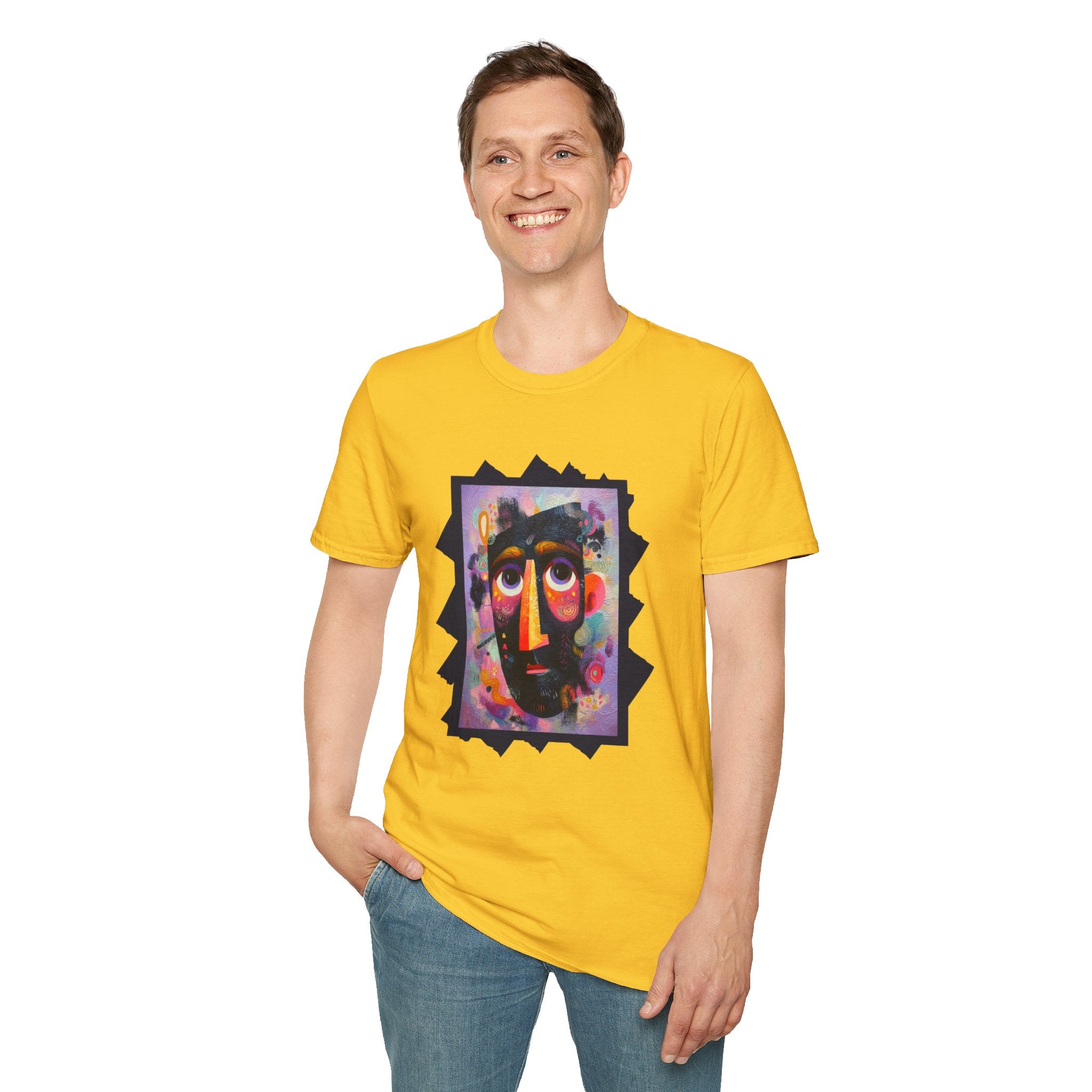 Abstract Colorful Face T-Shirt — Modern Artistic Portrait Tee