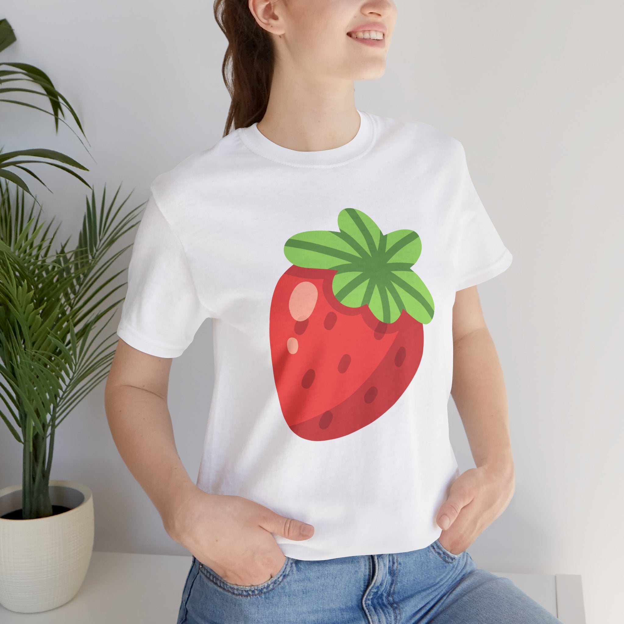 Stylized Strawberry T-shirt – Retro Fruity Design