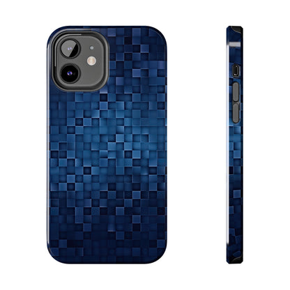 Coque de téléphone - Motif pixel bleu profond