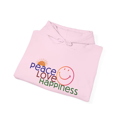 Sweat à capuche - Motif Paix Amour Bonheur