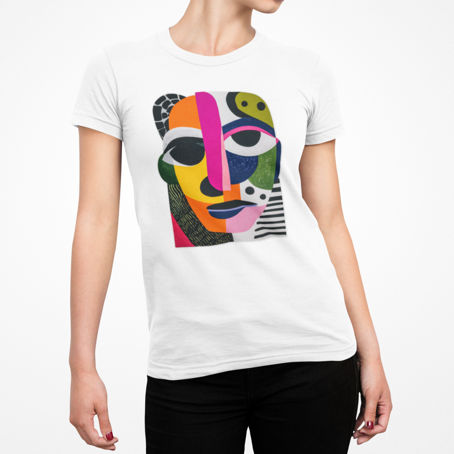 T-shirt femme visage artistique