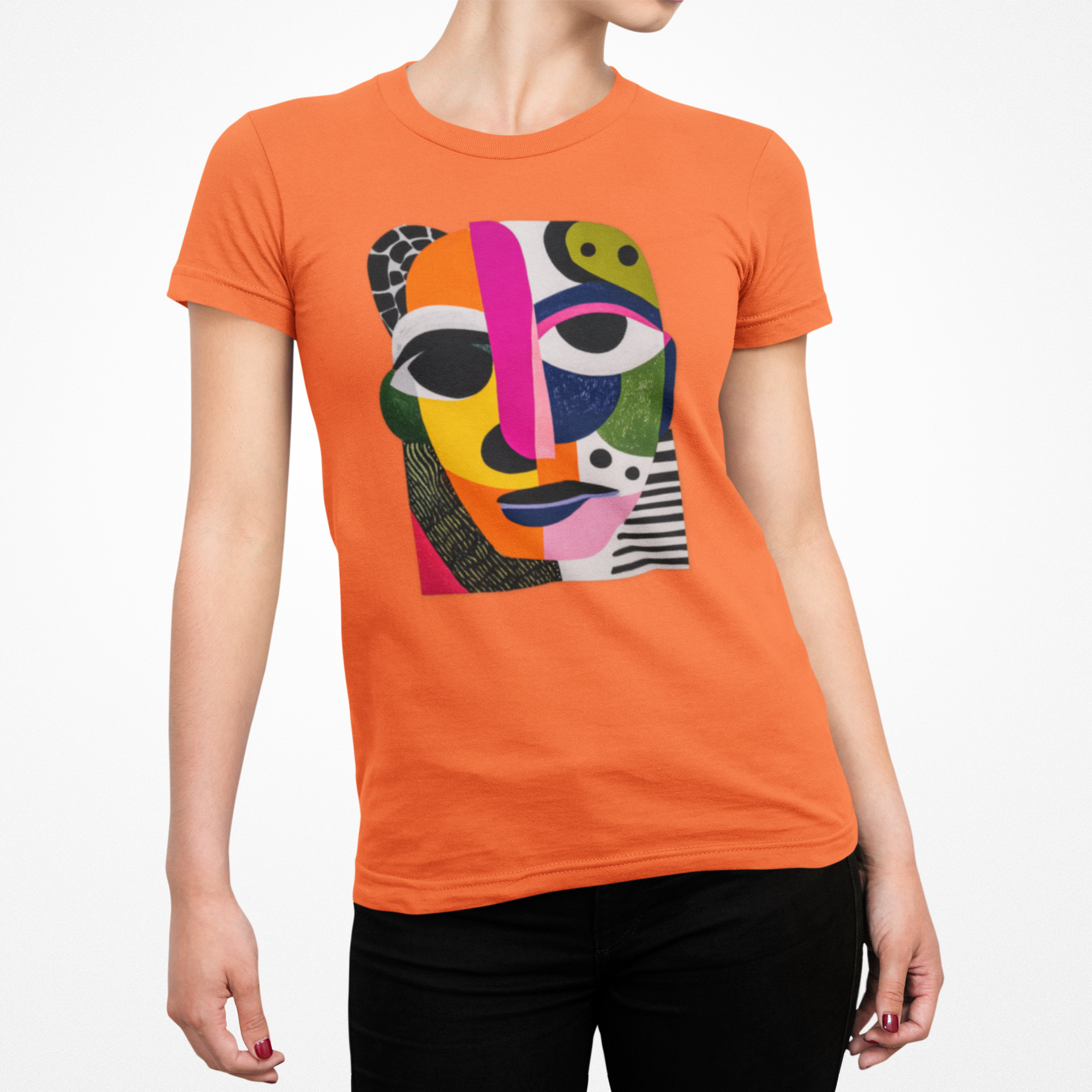 T-shirt femme visage artistique