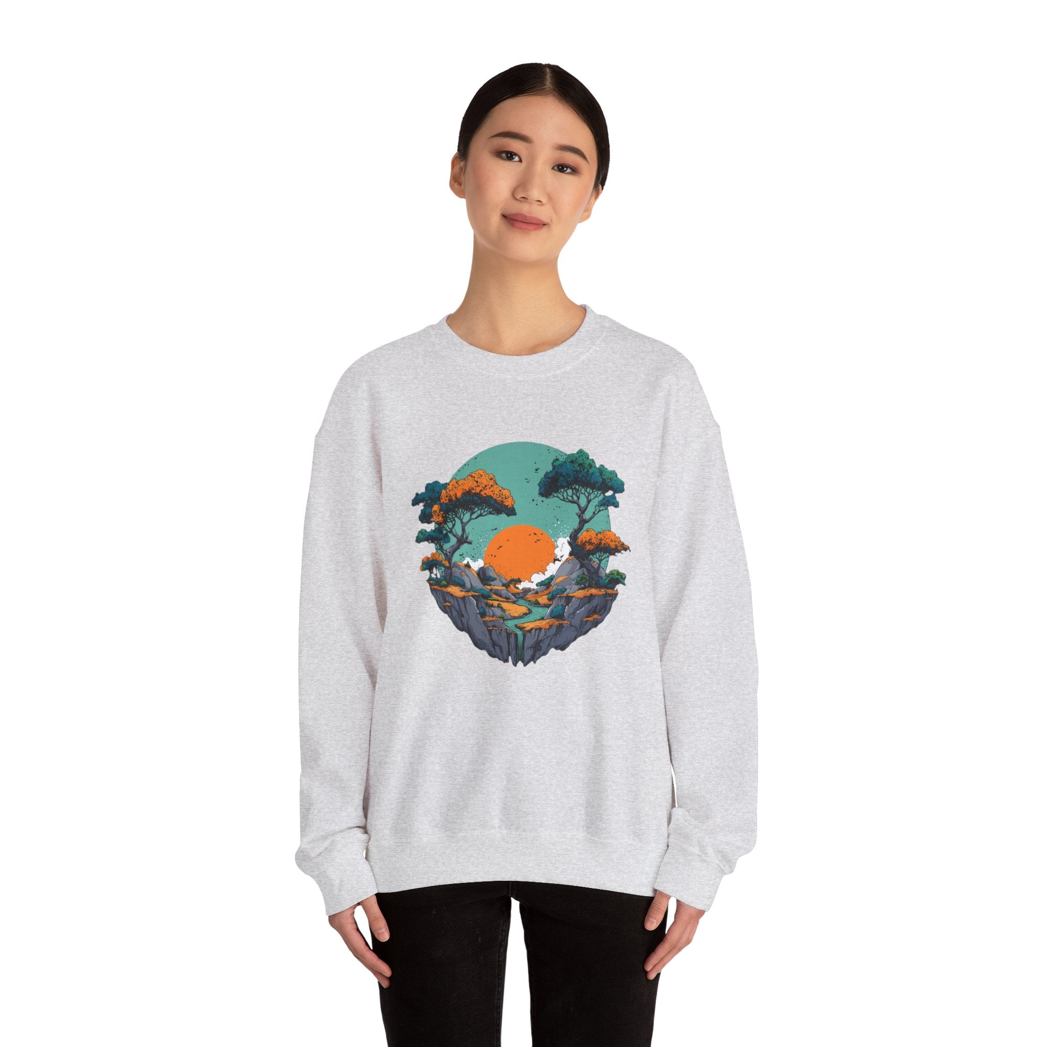 Colorful landscape print sweatshirt