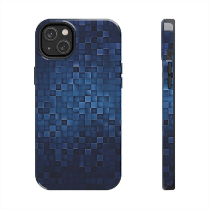 Coque de téléphone - Motif pixel bleu profond