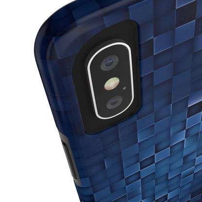 Coque de téléphone - Motif pixel bleu profond