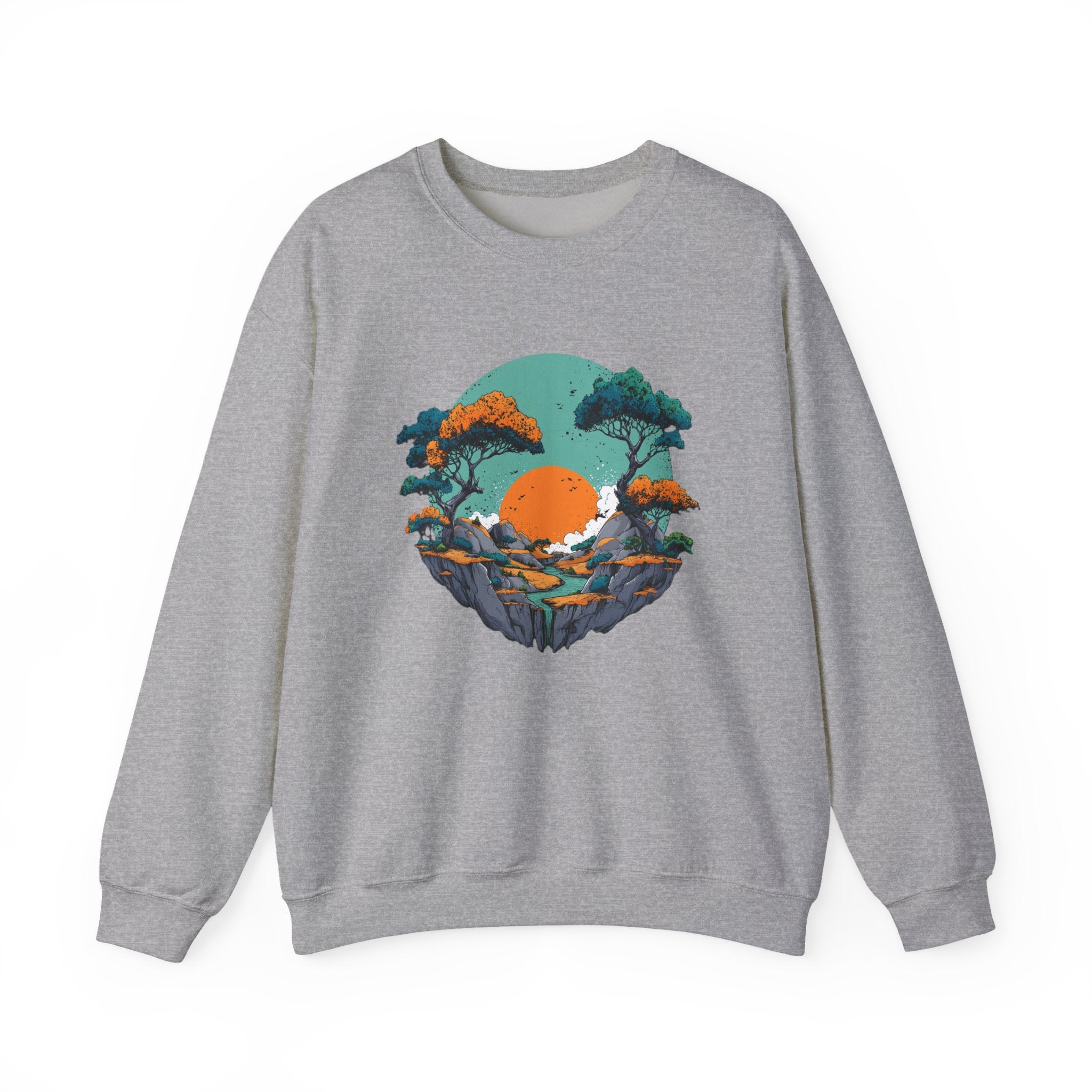 Colorful landscape print sweatshirt