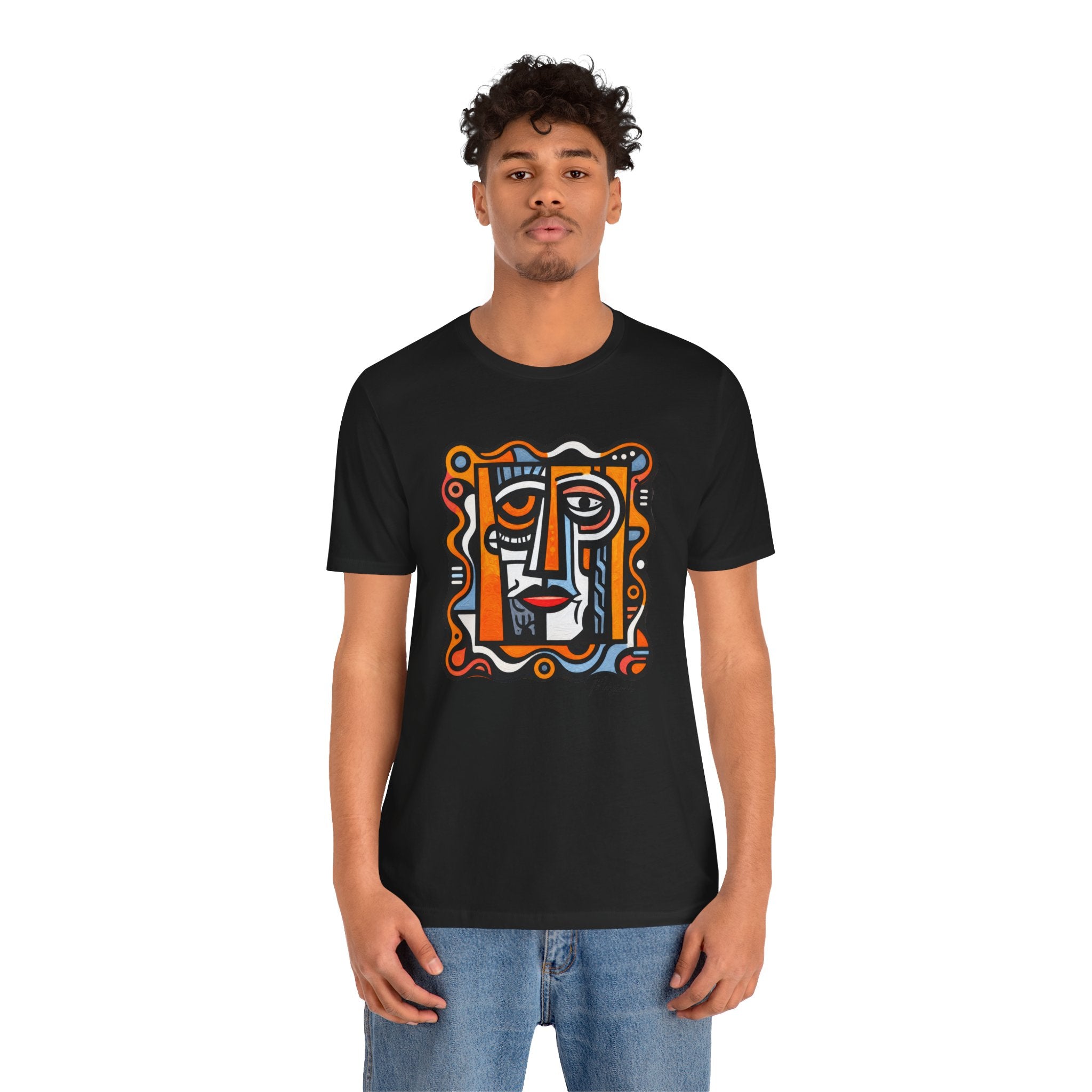 T-shirt Visage Artistique — Portrait Abstrait en Line Art