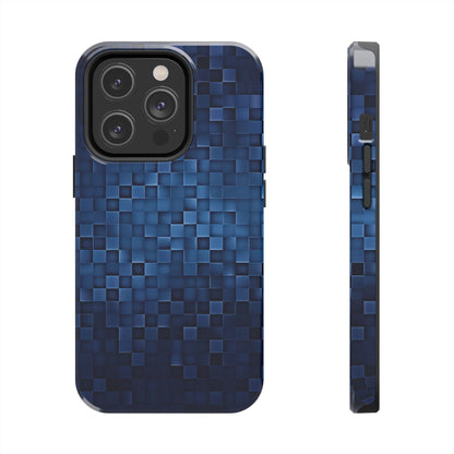 Coque de téléphone - Motif pixel bleu profond