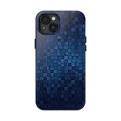 Coque de téléphone - Motif pixel bleu profond