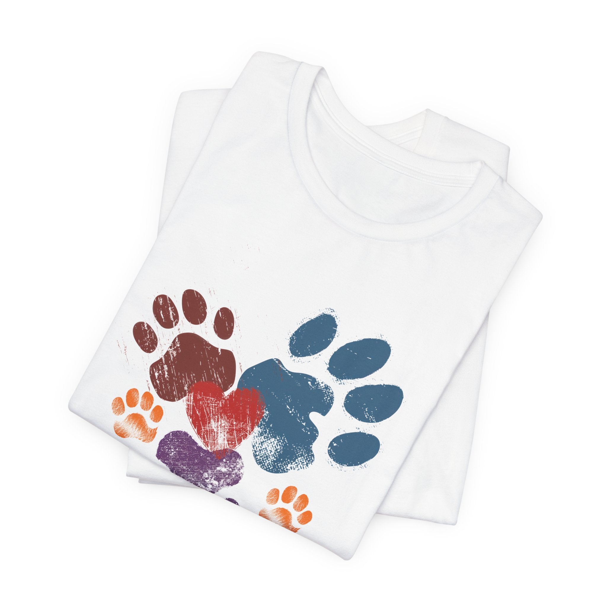 Animal Lover T-Shirt — Dog & Cat Paw Print Hearts | Trendy Unisex Tee