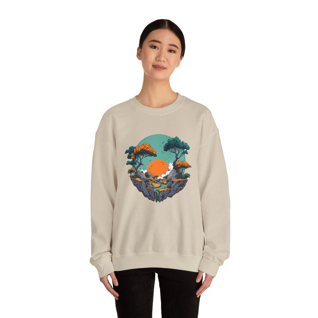 Colorful landscape print sweatshirt