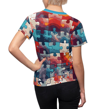 T-shirt femme - Motif pièces de puzzle colorées