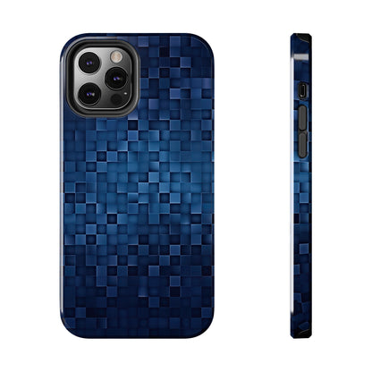 Coque de téléphone - Motif pixel bleu profond