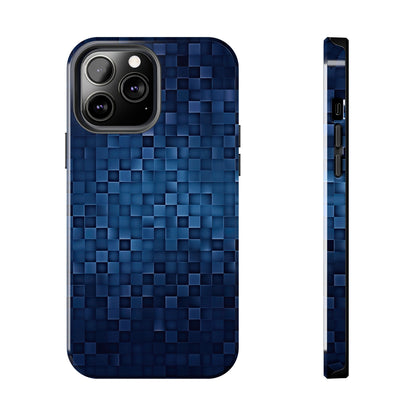 Coque de téléphone - Motif pixel bleu profond