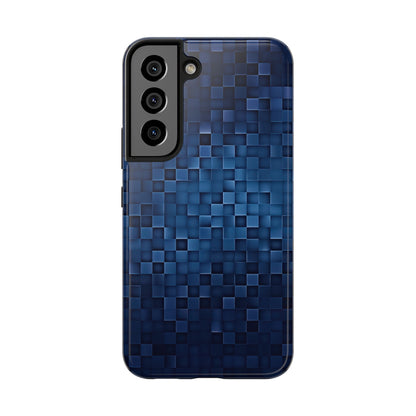 Coque de téléphone - Motif pixel bleu profond
