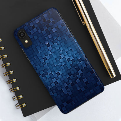 Coque de téléphone - Motif pixel bleu profond