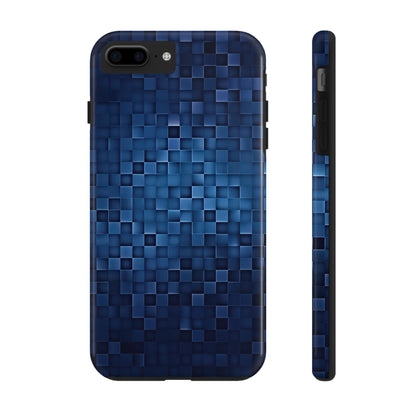 Coque de téléphone - Motif pixel bleu profond