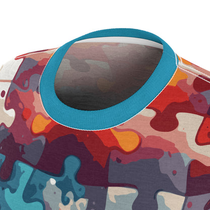 T-shirt femme - Motif pièces de puzzle colorées